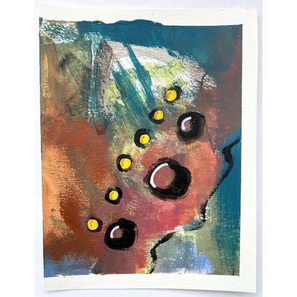 Copper Minds - Original Wall Art Handmade Acrylic Abstract Matted Painting 8x10 - Picture 2 of 9